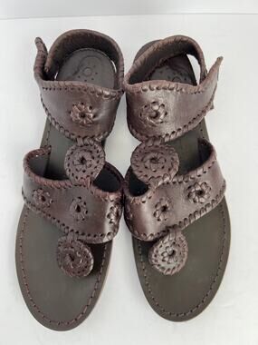 Jack Rogers Georgia Dark Brown Leather Ankle Strap Gladiator Sandals Size 8.5